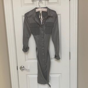 White House Black Market Gray Long Sleeve Dress